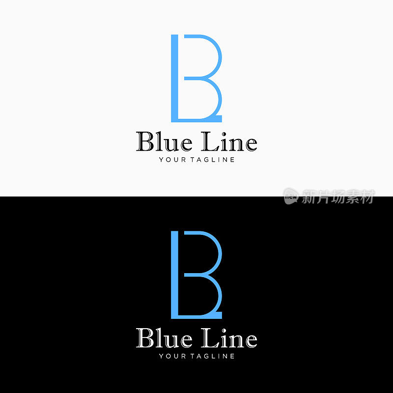 字母B BL LB Monogram身份风格字母徽章模板